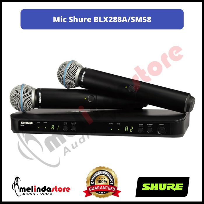 Microphone Wireless Shure BLX288/SM58 | Wireless Mic Dual Vocal System